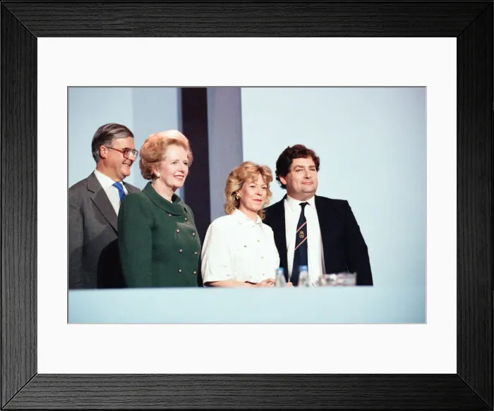 Framed Print : Chancellor of the Exchequer Nigel Lawson and his wife Therese with Prime Minister Framed Print : Chancellor of the Exchequer Nigel Lawson and his wife Therese with Prime Minister