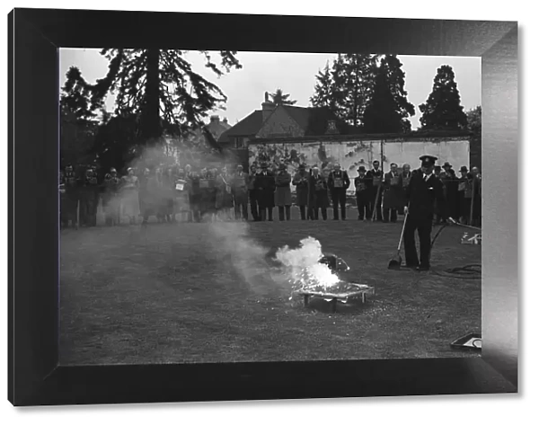 A. R. P. demonstration at Esher. Wardens seen here being given training on how to deal with