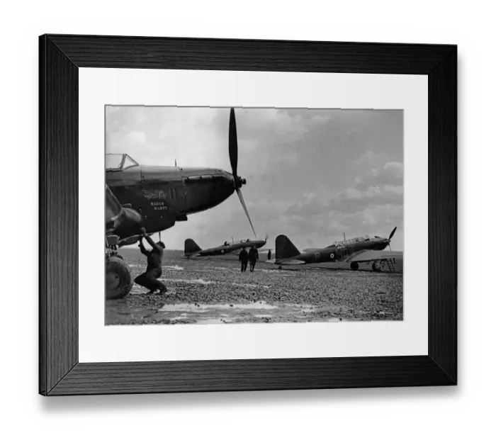 Framed Print : Fairey Battles of 226 Squadron seen here being serviced in the fields closed to Framed Print : Fairey Battles of 226 Squadron seen here being serviced in the fields closed to