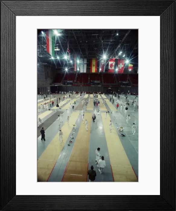 Framed Print : Fencing at the National Indoor Arena. Birmingham, West Midlands. 18th April 1992 Framed Print : Fencing at the National Indoor Arena. Birmingham, West Midlands. 18th April 1992