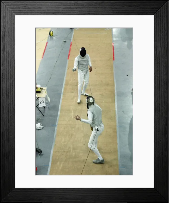 Framed Print : Fencing at the National Indoor Arena. Birmingham, West Midlands. 18th April 1992 Framed Print : Fencing at the National Indoor Arena. Birmingham, West Midlands. 18th April 1992