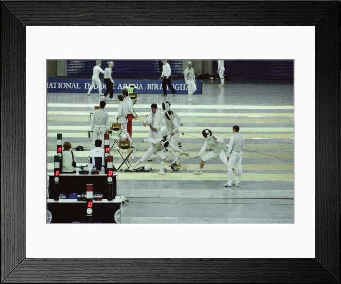 Framed Print : Fencing at the National Indoor Arena. Birmingham, West Midlands. 18th April 1992 Framed Print : Fencing at the National Indoor Arena. Birmingham, West Midlands. 18th April 1992