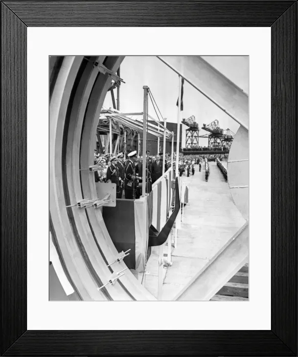 Framed Print : Prince Philip lays Dreadnoughts Keel. The Duke of Edinburgh lays the keel of Framed Print : Prince Philip lays Dreadnoughts Keel. The Duke of Edinburgh lays the keel of