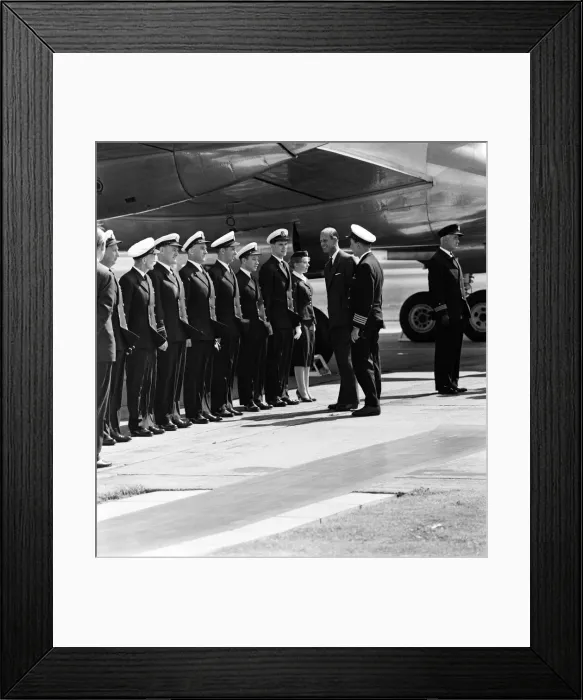 Framed Print : The Duke of Edinburgh at London Airport after returning from his trip round the world