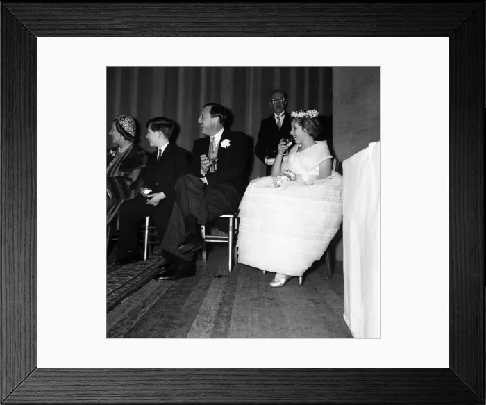Framed Print : The wedding of Pamela Mountbatten and David Hicks at Romsey Abbey, Hampshire