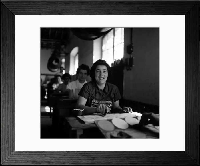 Framed Print : Women working in a factory in Azeitao, Portugal. June 1959