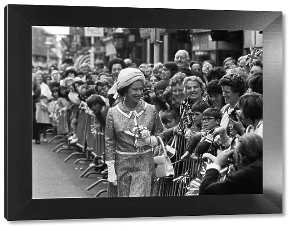 Queen Elizabeth II visits Stratford-upon-Avon Town Hall 27th June 1975