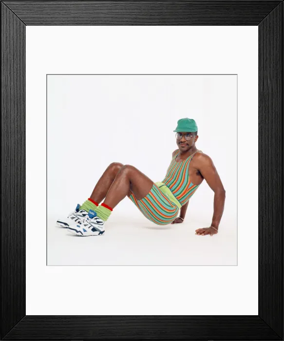 Framed Print : Mr Motivator Derek Evans performing floor exercises. 3rd September 1993 Framed Print : Mr Motivator Derek Evans performing floor exercises. 3rd September 1993