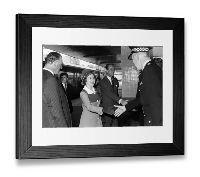 Framed Print : Queen Elizabeth II and Prince Philip, Duke of Edinburgh arrive at Coventry Railway Framed Print : Queen Elizabeth II and Prince Philip, Duke of Edinburgh arrive at Coventry Railway