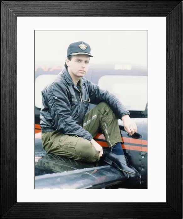 Framed Print : Gary Numan with his aircraft at Blackbushe Airport. February 1982 Framed Print : Gary Numan with his aircraft at Blackbushe Airport. February 1982