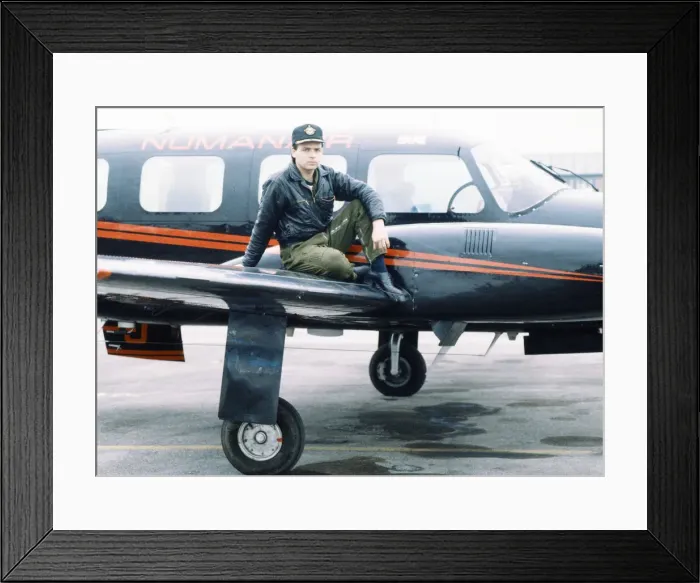 Framed Print : Gary Numan with his aircraft at Blackbushe Airport. February 1982 Framed Print : Gary Numan with his aircraft at Blackbushe Airport. February 1982