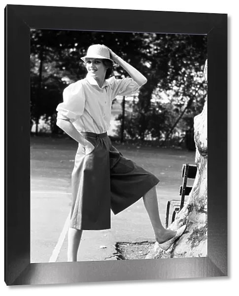 Lady Diana look-a-like Sharon Day models Bermuda shorts