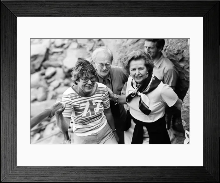Framed Print : Prime Minister Margaret Thatcher on holiday at Bedruthan, Cornwall. 10th August 1981 Framed Print : Prime Minister Margaret Thatcher on holiday at Bedruthan, Cornwall. 10th August 1981