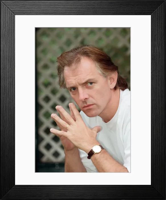 Framed Print : Actor and comedian, Rik Mayall, pictured at home four months after his horrific quad bike Framed Print : Actor and comedian, Rik Mayall, pictured at home four months after his horrific quad bike