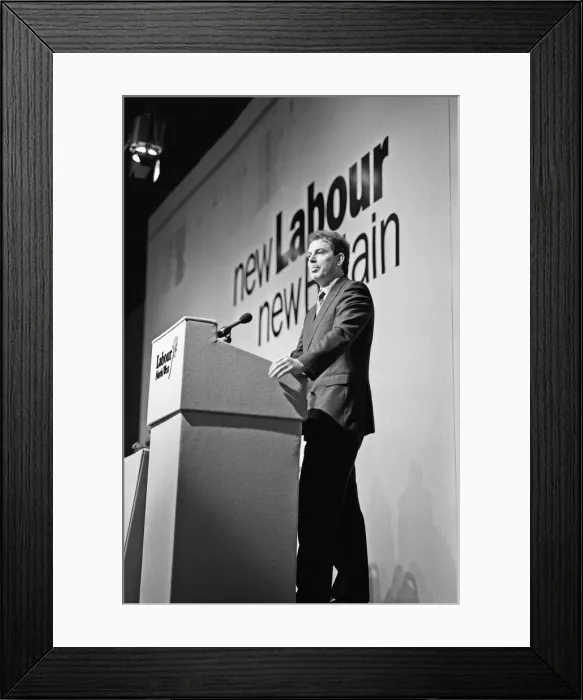 Framed Print : Tony Blair addressing the North West Labour Regional conference in Southport