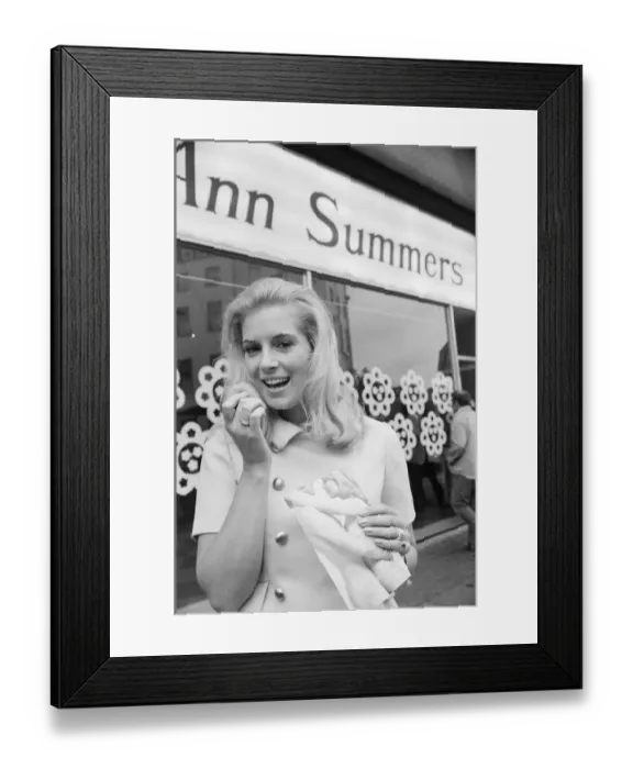 Framed Print : Ann Summers, the shop secretary at the opening of the sex supermarket named after her Framed Print : Ann Summers, the shop secretary at the opening of the sex supermarket named after her