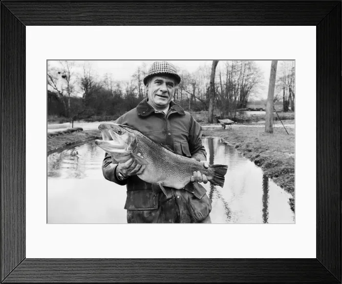 Framed Print : Mr Sam Holland (52) owner of Avington Trout Fishery, with a 3 year old Avington Strain Framed Print : Mr Sam Holland (52) owner of Avington Trout Fishery, with a 3 year old Avington Strain