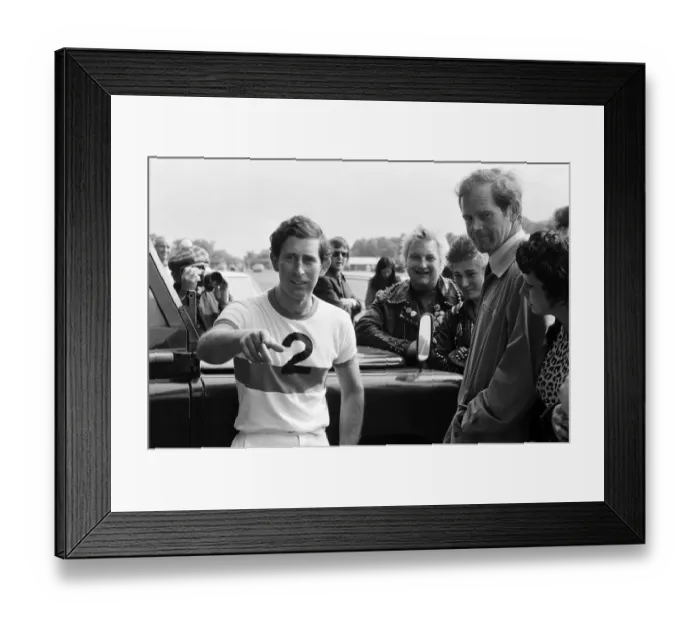 Framed Print : Prince Charles meet Punks during a game of polo. The Punks turned up to the game in Framed Print : Prince Charles meet Punks during a game of polo. The Punks turned up to the game in