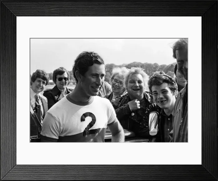 Framed Print : Prince Charles meet Punks during a game of polo. The Punks turned up to the game in Framed Print : Prince Charles meet Punks during a game of polo. The Punks turned up to the game in