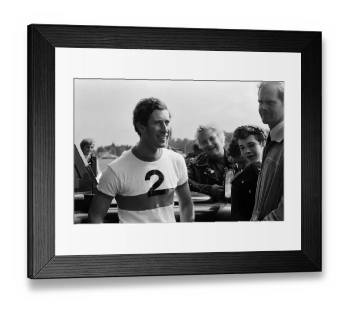 Framed Print : Prince Charles meet Punks during a game of polo. The Punks turned up to the game in