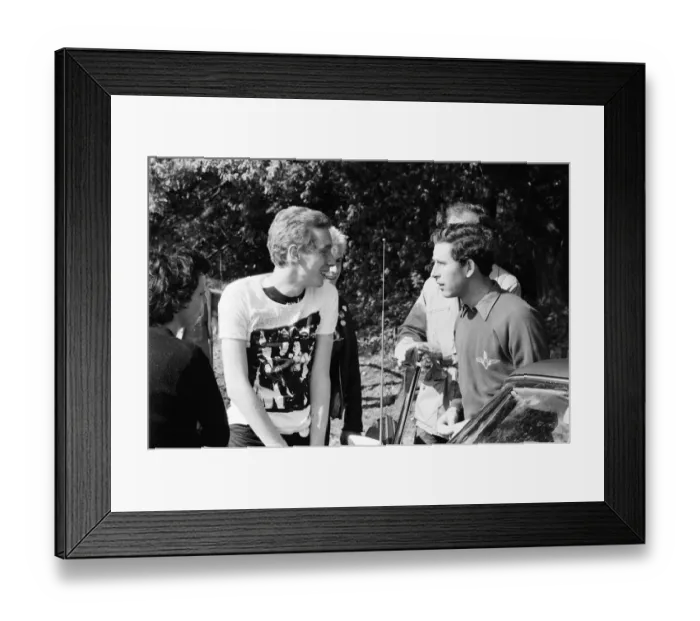 Framed Print : Prince Charles meet Punks during a game of polo. The Punks turned up to the game in Framed Print : Prince Charles meet Punks during a game of polo. The Punks turned up to the game in