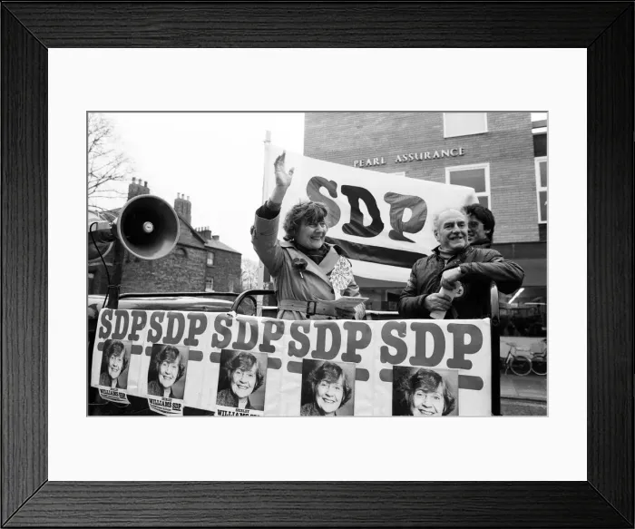 Framed Print : Shirley Williams of the Social Democratic Party getting her election campaign underway as Framed Print : Shirley Williams of the Social Democratic Party getting her election campaign underway as