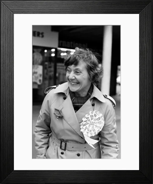 Framed Print : Shirley Williams of the Social Democratic Party getting her election campaign underway as Framed Print : Shirley Williams of the Social Democratic Party getting her election campaign underway as