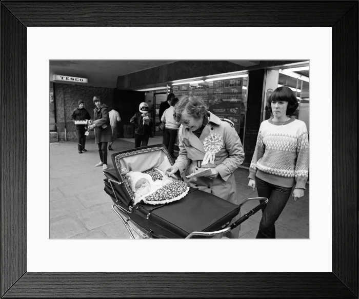 Framed Print : Shirley Williams of the Social Democratic Party getting her election campaign underway as Framed Print : Shirley Williams of the Social Democratic Party getting her election campaign underway as
