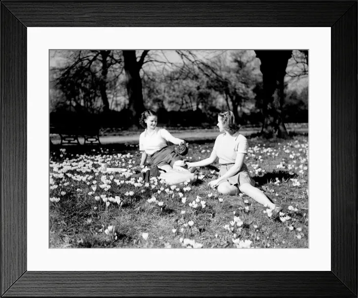 Framed Print : Picture show two young ladies enjoying the sunshine in the summer of 1948 Framed Print : Picture show two young ladies enjoying the sunshine in the summer of 1948