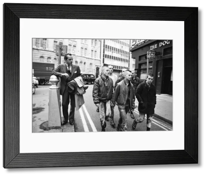 Framed Print : Robert Sacchi comes bang into the 1980s when he bumps into some skinheads on Carnaby Framed Print : Robert Sacchi comes bang into the 1980s when he bumps into some skinheads on Carnaby