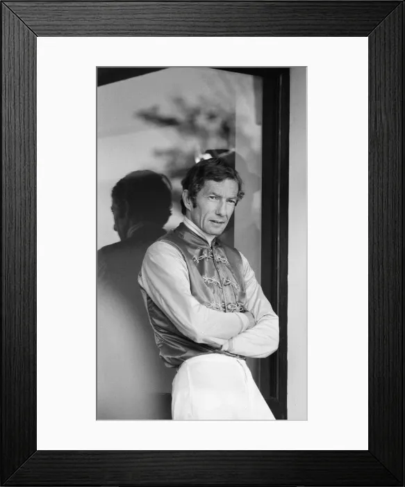 Framed Print : Lester Piggott at Goodwood, Tuesday 27th September 1977. Our Picture Shows Framed Print : Lester Piggott at Goodwood, Tuesday 27th September 1977. Our Picture Shows