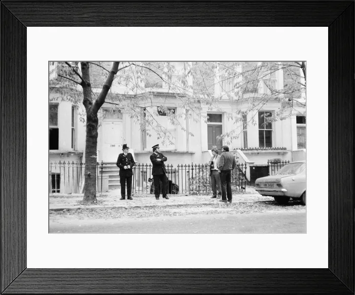 Framed Print : Scene outside flat in Abingdon Road, Kensington, London where Koo Stark, Actress Framed Print : Scene outside flat in Abingdon Road, Kensington, London where Koo Stark, Actress
