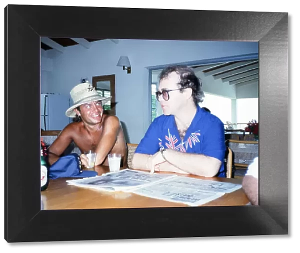 Bernie Taupin and Elton John on the Caribbean island of Montserrat to record a new album