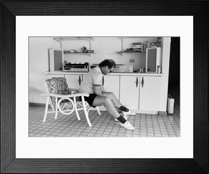 Framed Print : Elton John wearing a Watford F. C. shirt on the Caribbean island of Montserrat Framed Print : Elton John wearing a Watford F. C. shirt on the Caribbean island of Montserrat