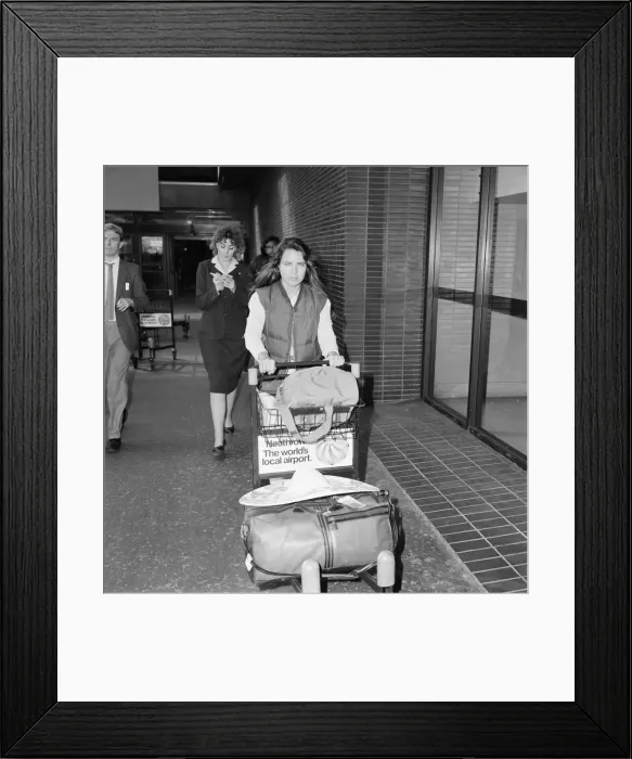 Framed Print : Koo Stark, Actress at London Heathrow Airport, Sunday 11th March 1984 Framed Print : Koo Stark, Actress at London Heathrow Airport, Sunday 11th March 1984