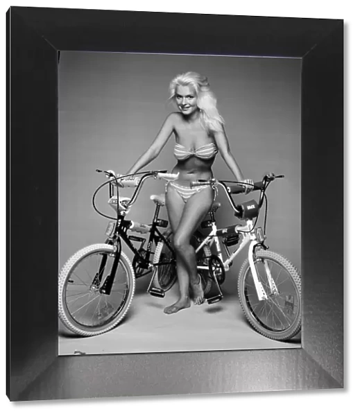 A model with two BMX bicycles. August 1984