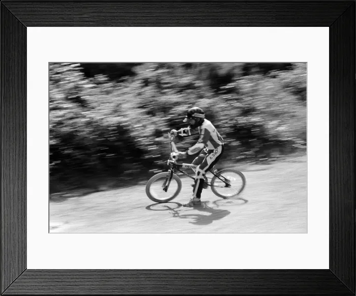 Framed Print : A boy on a BMX bike. 14th August 1985 Framed Print : A boy on a BMX bike. 14th August 1985