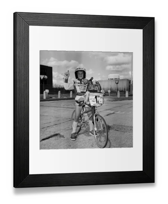 Framed Print : David Maw, 8 years old, BMX cycle champion. He has recently become World Champion for