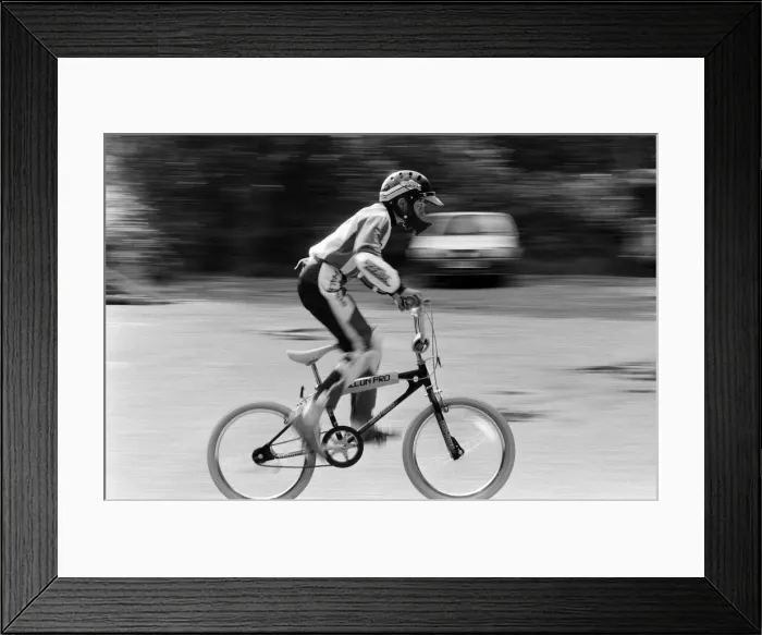 Framed Print : A boy on a BMX bike. 14th August 1985 Framed Print : A boy on a BMX bike. 14th August 1985