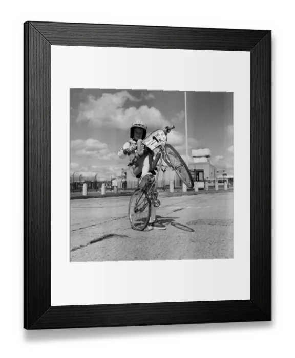 Framed Print : David Maw, 8 years old, BMX cycle champion. He has recently become World Champion for