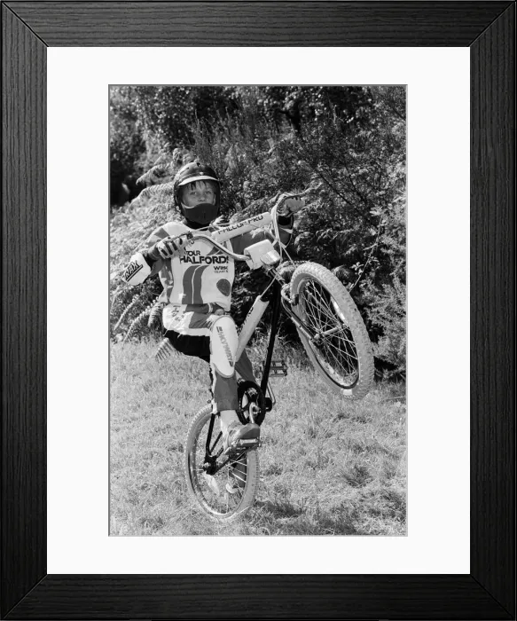 Framed Print : A boy on a BMX bike. 14th August 1985 Framed Print : A boy on a BMX bike. 14th August 1985