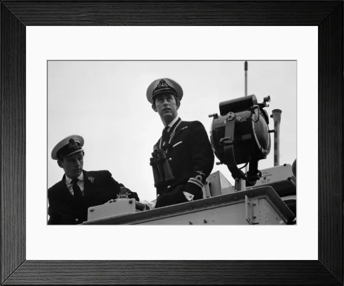 Framed Print : HRH Prince Charles on board HMS Bronington. HMS Bronington docks at Tower Pier in Framed Print : HRH Prince Charles on board HMS Bronington. HMS Bronington docks at Tower Pier in