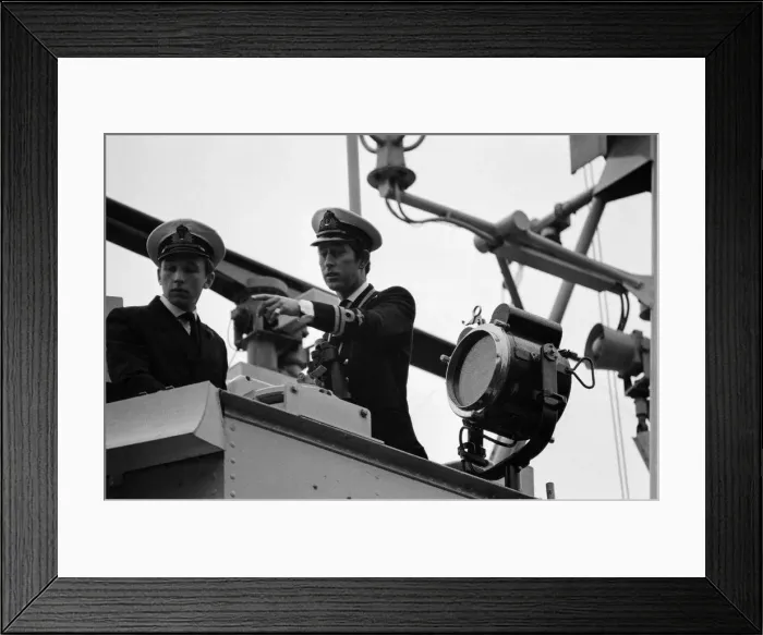 Framed Print : HRH Prince Charles on board HMS Bronington. HMS Bronington docks at Tower Pier in Framed Print : HRH Prince Charles on board HMS Bronington. HMS Bronington docks at Tower Pier in
