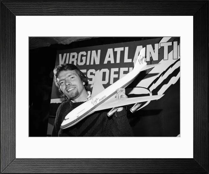 Framed Print : Richard Branson, boss of the Virgin Records empire, announces his latest venture - Virgin Framed Print : Richard Branson, boss of the Virgin Records empire, announces his latest venture - Virgin