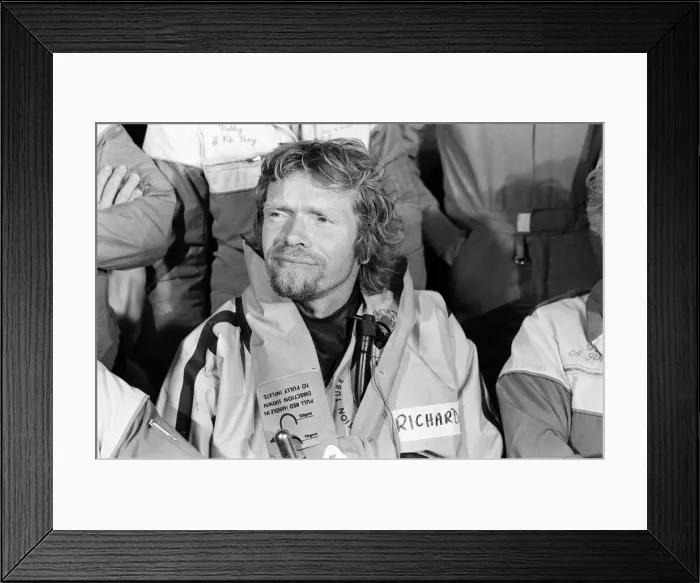 Framed Print : Richard Branson pictured after being rescued from The Virgin Atlantic Challenger Framed Print : Richard Branson pictured after being rescued from The Virgin Atlantic Challenger