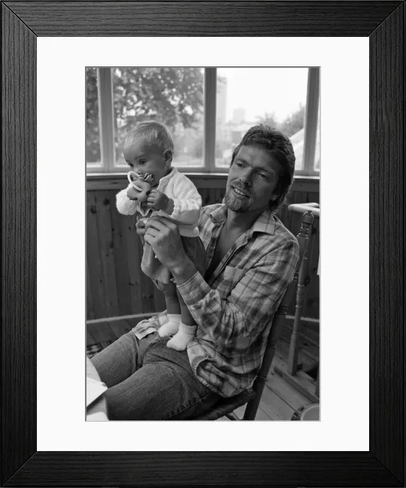 Framed Print : Richard Branson aboard his houseboat  /  office at Maida Vale, London