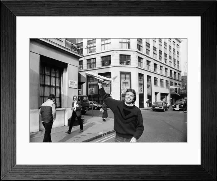 Framed Print : Richard Branson, boss of the Virgin Records empire, announces his latest venture - Virgin