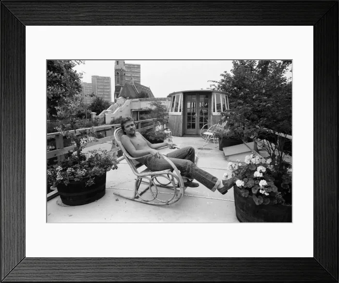 Framed Print : Richard Branson aboard his houseboat  /  office at Maida Vale, London. 31st July 1982