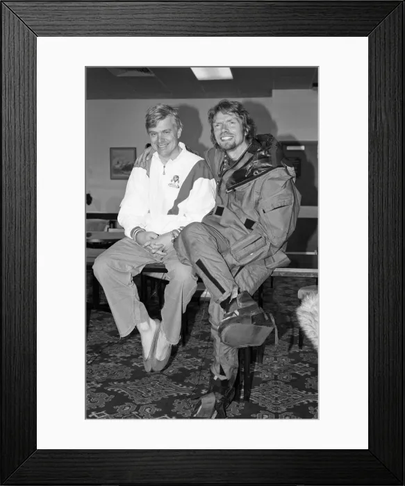 Framed Print : Richard Branson pictured with his co-pilot Per Linstrand Framed Print : Richard Branson pictured with his co-pilot Per Linstrand