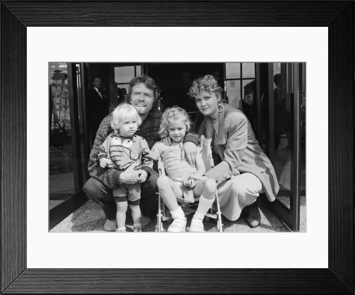 Framed Print : Richard Branson pictured with his girlfriend Joan Templeman and their two children Holly